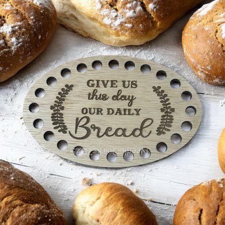 Oval Clothesline Bread Bowl with Wood Base - Image 3